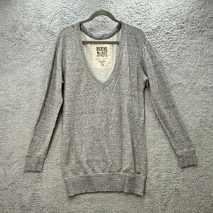 Ruehl No. 925 Women's Medium Gray Sweatshirt V-Neck Tunic Long Sleeve Terrycloth